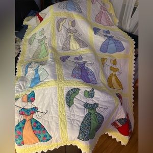 2)A Sweet mostly Hand Quilted Umbrella Girl Quilt!